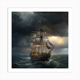 Ship In Stormy Sea.10 Art Print