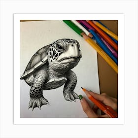 Turtle Drawing 8 Art Print