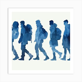 Silhouettes Of People Walking Art Print