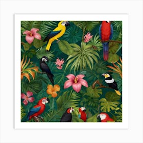 Tropical Parrots Art Print