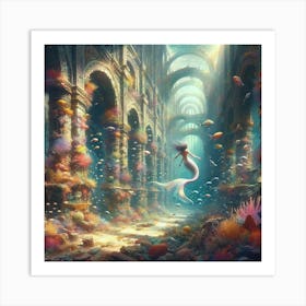 Mermaid Underwater paintings art print Art Print