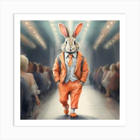 Rabbit In Orange Suit Art Print