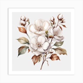 Cotton Flower branch Art Print