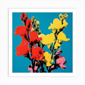 Andy Warhol Style Pop Art Flowers Snapdragon 2 Square Art Print