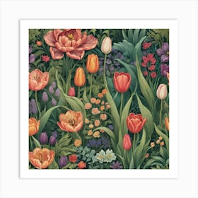 Tulips In The Garden 53 Art Print