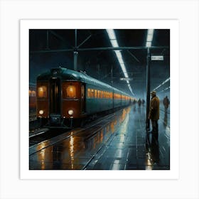 Train At Night Art Print