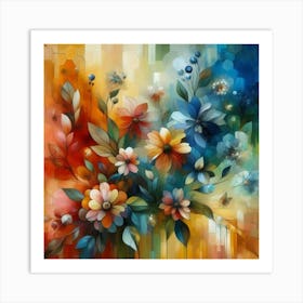 Flowers oil painting abstract painting art 4 Art Print