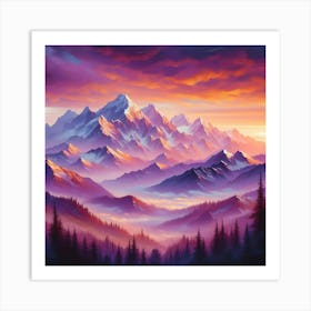 Sunset Over The Mountains Art Print