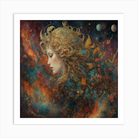 Woman With Flowers Art Print