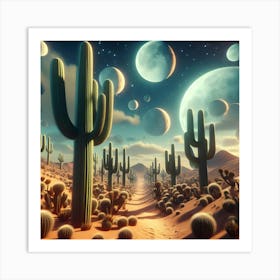 Desert Landscape With Cactus Art Print