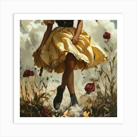 Girl In A Yellow Dress Art Print