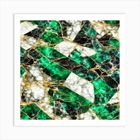 Green Marble and Gold 3 Art Print