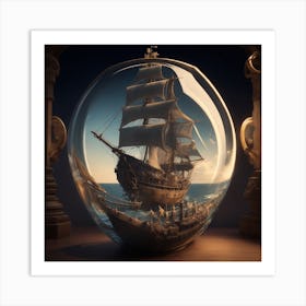 Ship In A Glass Art Print