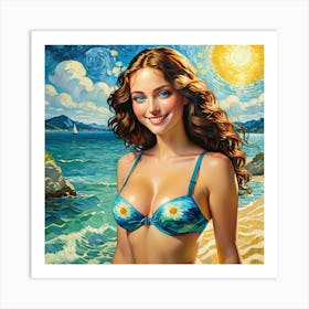 Girl On The Beachfyjj Art Print