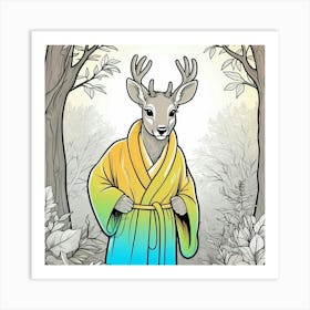 Deer In Robe 10 Art Print