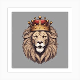 Face portrait of a lion in a crown Art Print