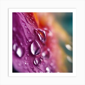 A Close Up Of A Delicate Raindrop On A Vibrant Flower Petal, Showcasing Its Reflective Surface And I (2) Art Print