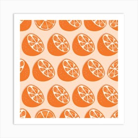 Orange Pattern On Pastel Orange Square Art Print