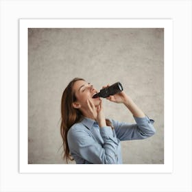 Woman Drinking A Beer Art Print