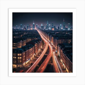 Cityscape At Night 11 Art Print