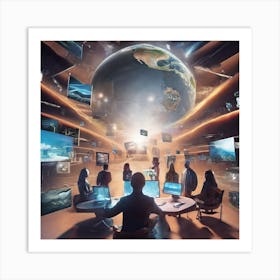 People In A Computer Room Art Print