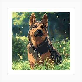 Giant Angry German Shepherd Dog 4 Art Print