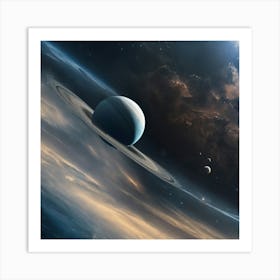 Saturn In Space Art Print