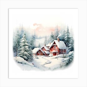 Cheerful Chromatic Snowscape Art Print