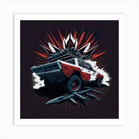 Car Red Artwork Of Graphic Design Flat (40) Art Print