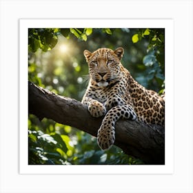 Leopard On A Tree art print Art Print