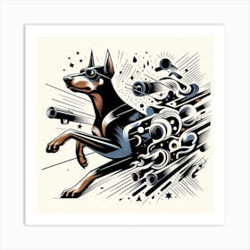 Doberman S Covert Laser Mission Art Print