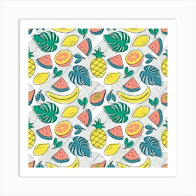 Tropical Fruit Seamless Pattern Art Print