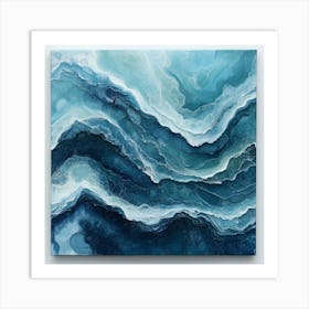 Blue & White Abstract Painting Art Print