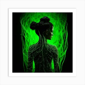 Woman In Green Art Print