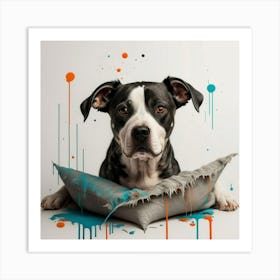 Dog With Paint Splatters Art Print