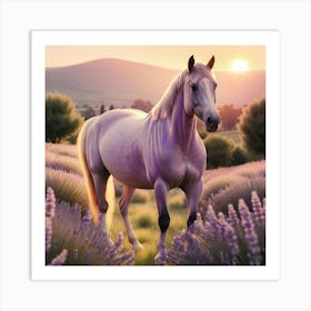 Lavender Horse In The Field 1 Art Print