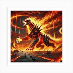 Yang Fire Wolf Inferno Surge Art Print