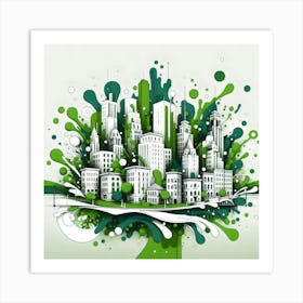 Green Cityscape Poster