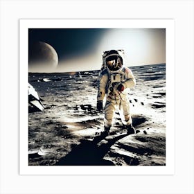 Astronaut On The Moon Art Print