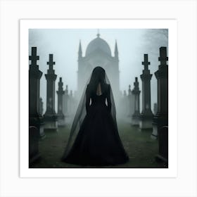 Woman In A Graveyard Art Print