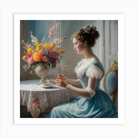 Profile Of Elegance Still Life With Flowers (2) Art Print