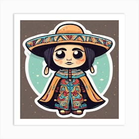 Mexican Pancho Sticker 2d Cute Fantasy Dreamy Vector Illustration 2d Flat Centered By Tim Bu (30) Art Print
