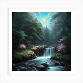 Waterfall In The Forest 1 Art Print