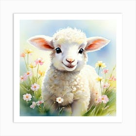 Lamb In The Meadow Art Print