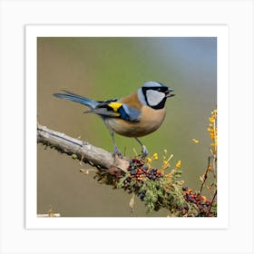 Tit on branch 28 Art Print