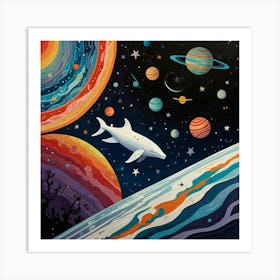 Dolphin In Space Art Print