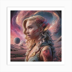 Girl In Space Art Print