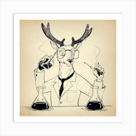 Deer In Lab Coat 3 Art Print