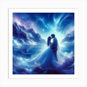 Lovers kissing 1 Art Print