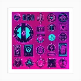 Neon Icon Set Art Print